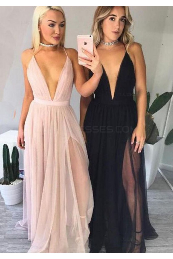 Sexy Low V-Neck Long Prom Dresses Party Evening Gowns 3020275