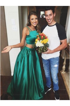 A-Line Two Pieces Green Prom Dresses Party Evening Gowns 3020295