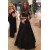 Two Pieces Long Sleeves Black Lace Prom Dresses Party Evening Gowns 3020296