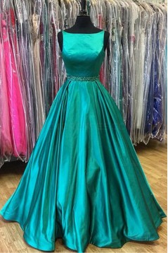 A-Line Long Green Beaded Long Prom Dresses Party Evening Gowns 3020342