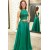 Long Green Two Pieces Lace Prom Dresses Party Evening Gowns 3020347