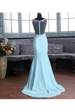 Mermaid Long Blue Beaded Lace Prom Dresses Party Evening Gowns 3020369