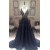 A-Line Long Black Lace V-Neck Prom Dresses Party Evening Gowns 3020384