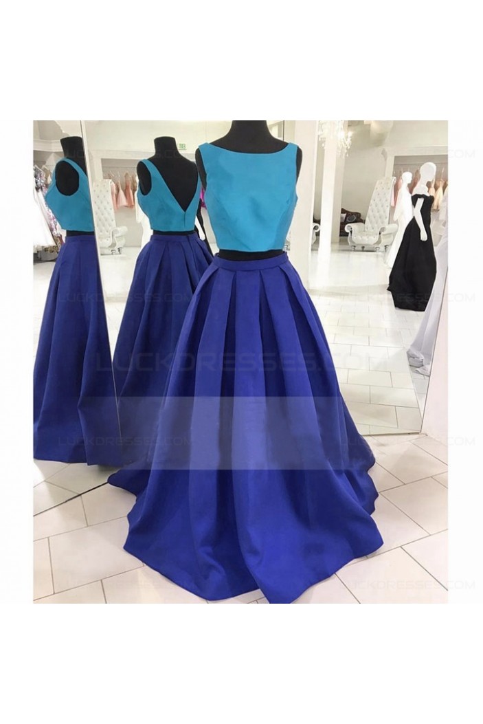 Two Pieces Blue Prom Dresses Party Evening Gowns 3020387