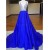 A-Line Long Blue V-Neck Prom Dresses Party Evening Gowns 3020392