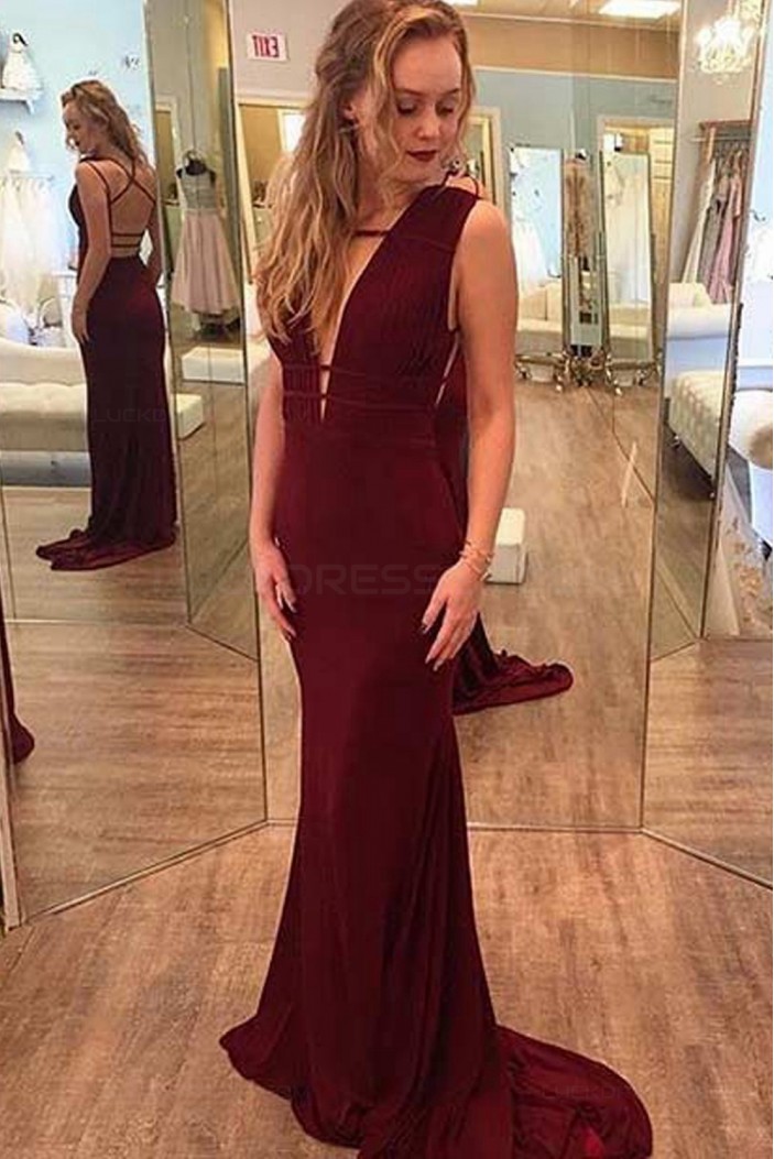 Sexy Long Burgundy Chiffon Prom Dresses Party Evening Gowns 3020412