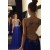 Long Blue Beaded Lace Appliques Illusion Bodice Prom Dresses Party Evening Gowns 3020459