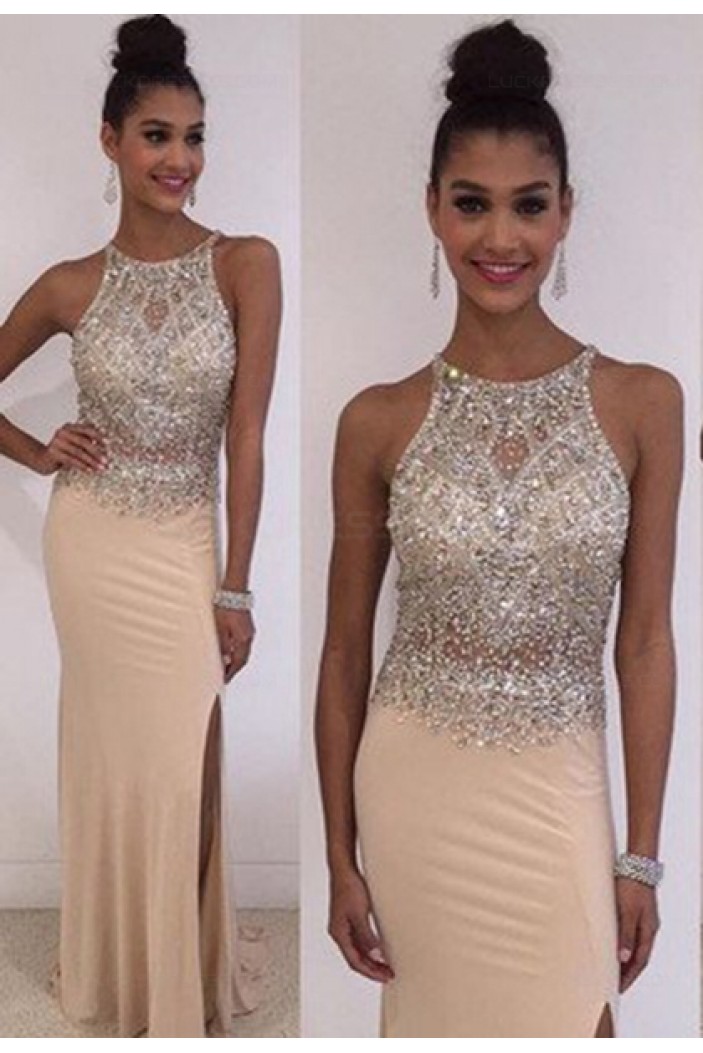 Sheath Beaded Long Prom Dresses Party Evening Gowns 3020476