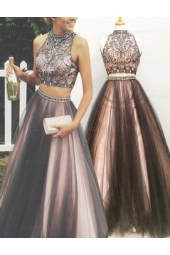 Beaded Two Pieces Prom Dresses Party Evening Gowns 3020485