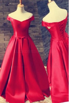 Long Red Off-the-Shoulder Prom Dresses Party Evening Gowns 3020500