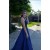 A-Line Beaded Halter Long Blue Prom Dresses Party Evening Gowns 3020507