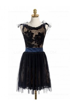 Short Black Lace Backless Homecoming Cocktail Prom Dresses Party Evening Gowns 3020531