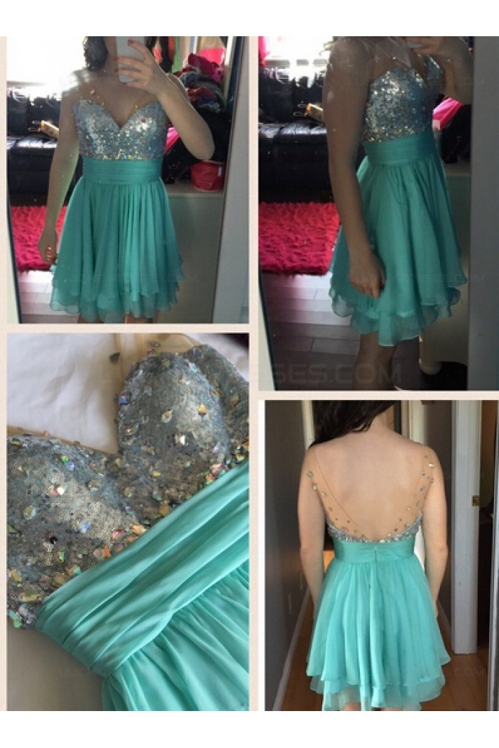 Short Beaded V-Neck Homecoming Cocktail Prom Dresses Party Evening Gowns 3020550