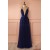 Sexy Long Blue Low V-Neck Simple Tulle Prom Party Dresses 3020562