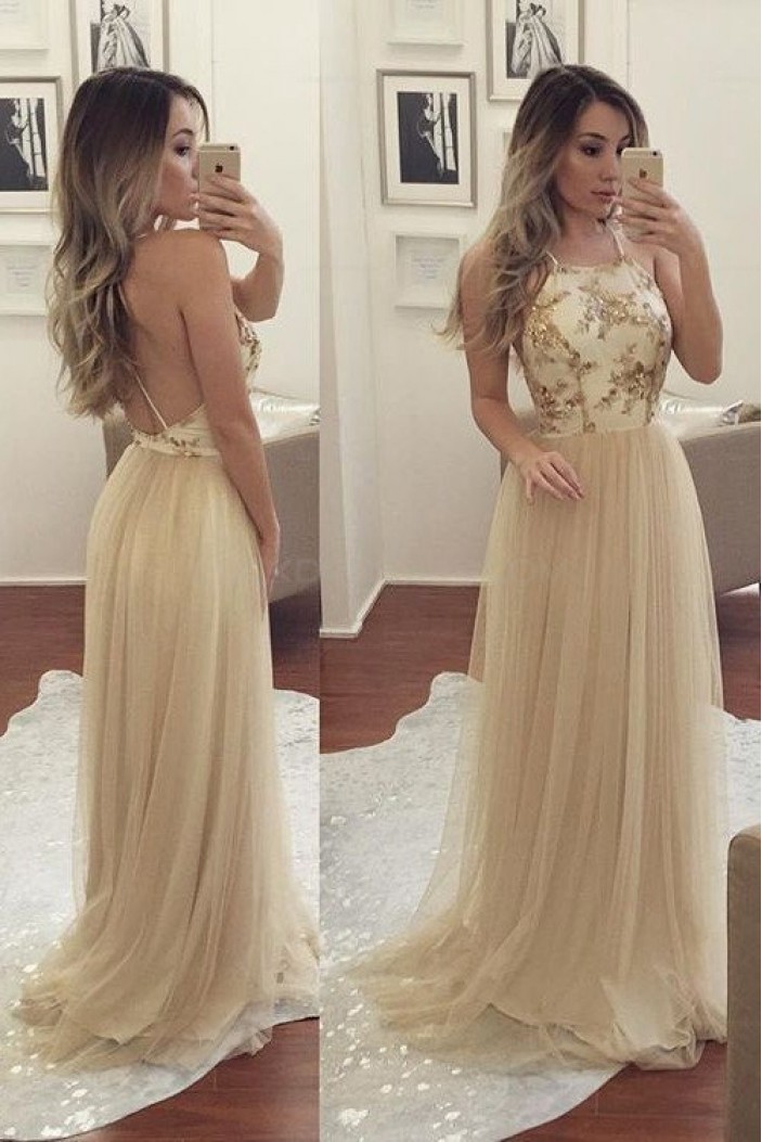 Charming Tulle Long Prom Evening Formal Dresses 3020566