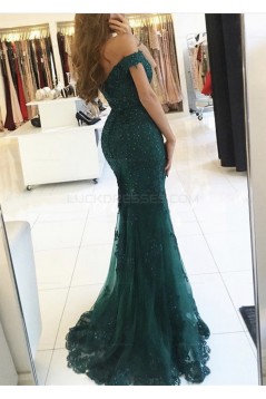 Mermaid Off-the-Shoulder Lace Long Prom Evening Dresses 3020586