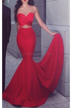 Long Red Mermaid Sweetheart Prom Evening Party Dresses 3020630