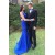 Long Blue Beaded Mermaid Prom Evening Party Dresses 3020655