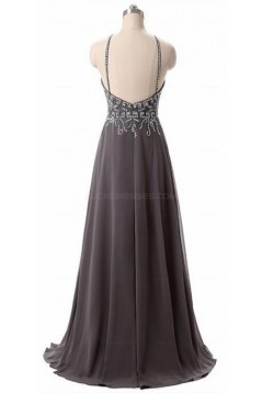 A-Line Beaded Chiffon Long Prom Evening Party Dresses 3020710