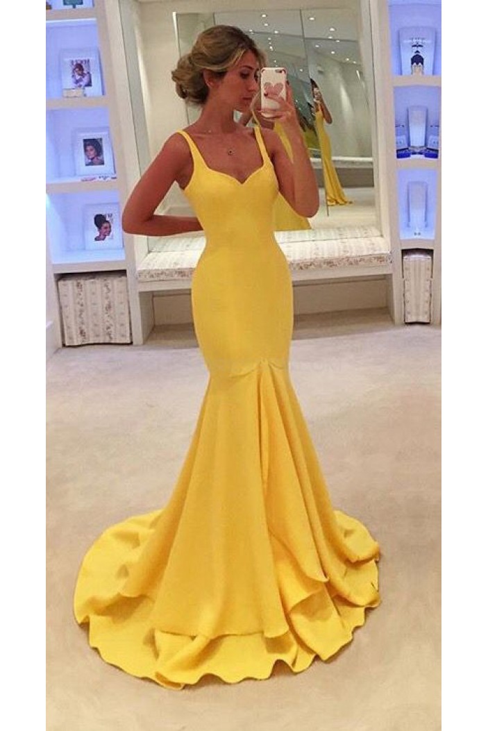 Long Yellow Mermaid Prom Evening Party Dresses 3020712