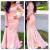 Mermaid Long Sleeves Pink Off-the-Shoulder Lace Prom Evening Party Dresses 3020716