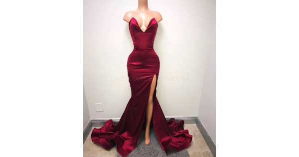 Mermaid V-Neck Long Prom Dresses Party Evening Gowns 3020738