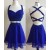 Short Two Pieces Royal Blue Beaded Lace Appliques Prom Homecoming Graduation Dresses 3020765