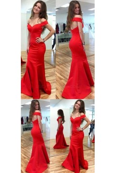 Mermaid Long Red Off-the-Shoulder Prom Formal Evening Party Dresses 3020769