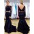 Two Pieces Long Sleeves Mermaid Lace Navy Blue Prom Formal Evening Party Dresses 3020822