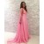 Long Pink V-Neck Chiffon Prom Formal Evening Party Dresses 3020853