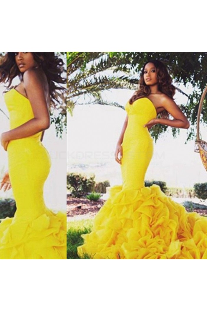 Mermaid Long Yellow Prom Formal Evening Party Dresses 3020911