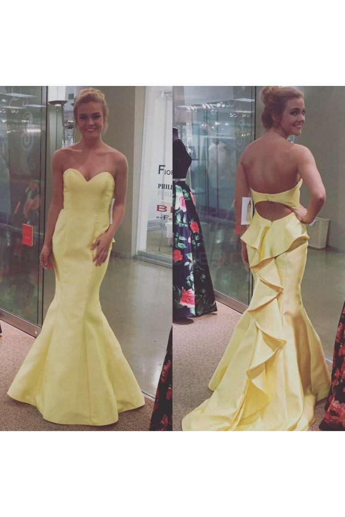 Mermaid Sweetheart Long Yellow Prom Formal Evening Party Dresses 3020916