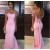 Mermaid Long Pink Lace Appliques Prom Formal Evening Party Dresses 3020923