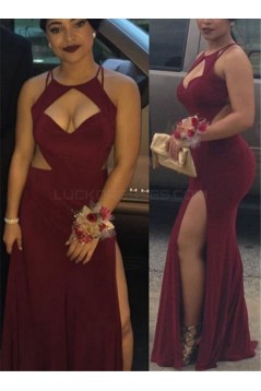 Sexy Mermaid Burgundy Long Prom Formal Evening Party Dresses 3020931