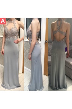 Sheath Beaded Lace Appliques Long Prom Formal Evening Party Dresses 3020946