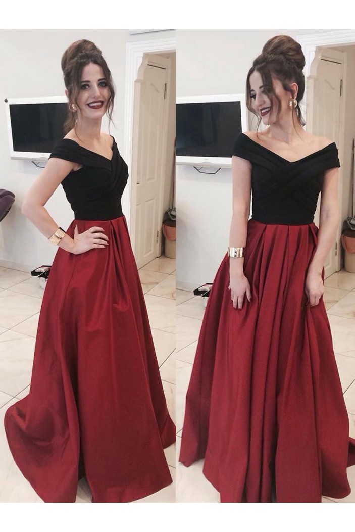 A-Line Long Prom Dresses Off-the-Shoulder Evening Gowns 601006