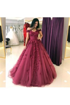 Affordable Ball Gown Lace Prom Dresses Off-the-Shoulder Evening Gowns 601009