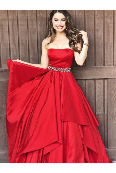 Long Red Beaded Prom Dresses Formal Evening Dresses 601066