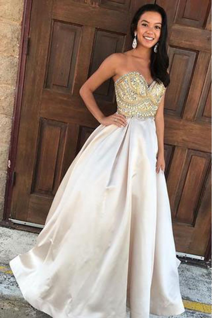 Beaded Sweetheart Long Ball Gown Prom Dresses Formal Evening Dresses 601074