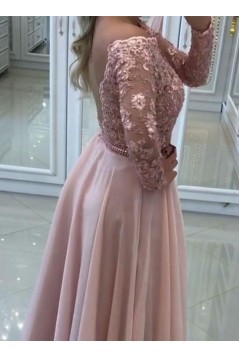 Long Sleeves Lace Off-the-Shoulder Prom Dresses Formal Evening Dresses 601112