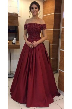 A-Line Off-the-Shoulder Beaded Lace Long Prom Dresses Formal Evening Dresses 601157
