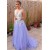 A-Line V-Neck Lace Tulle Long Prom Dresses Formal Evening Dresses 601223