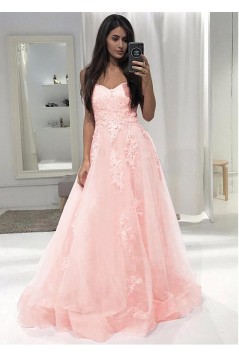 A-Line Lace Long Prom Dresses Formal Evening Dresses 601236