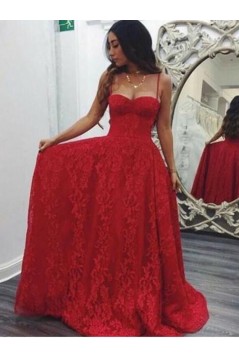 A-Line Sweetheart Lace Long Prom Dresses Formal Evening Dresses 601240