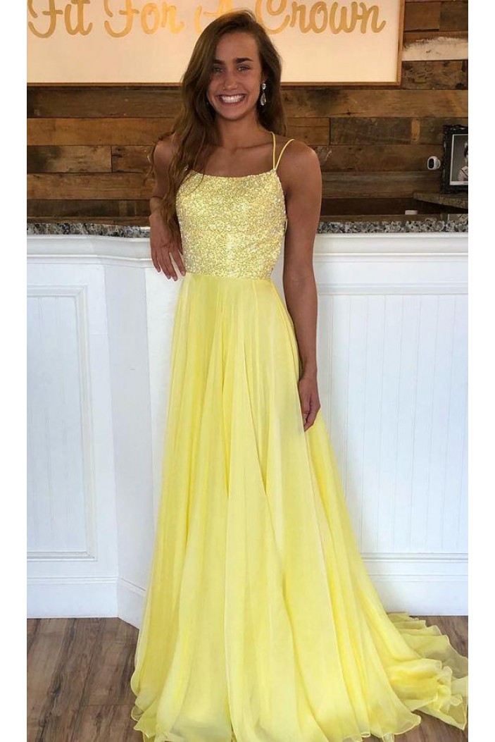 A-Line Chiffon Long Prom Dresses Formal Evening Dresses 601317