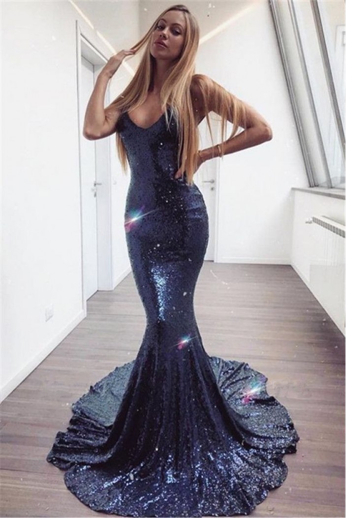 Sexy Mermaid Sparkling Long Prom Dress Formal Evening Dresses 601415