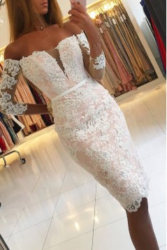 Elegant Off-the-Shoulder Short Lace Prom Dress Formal Evening Dresses 601423