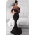 Mermaid Long Black Off-the-Shoulder Lace Prom Dress Formal Evening Dresses 601465