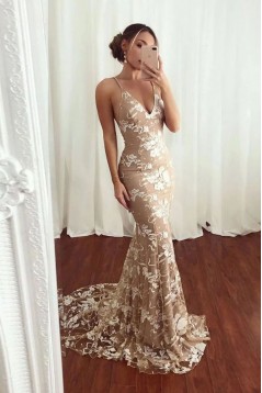 Mermaid V-Neck Long Prom Dress Formal Evening Dresses 601523