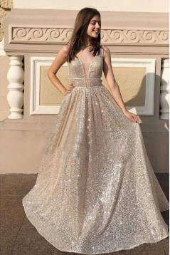 A-Line Sparkling Long Prom Dress Formal Evening Dresses 601529